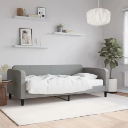 Dnevni krevet s madracem svjetlosivi 90 x 190 cm od tkanine