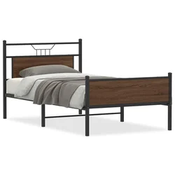 Vidaxl Posteljni okvir brez vzmetnice hrast 100x200 cm inženirski les