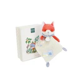 Doudou Darilni set Plišasta lisica Romarin z ropotuljico 21 cm