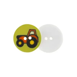 Gumb - komplet 6 kosov - d. 15 mm - traktor zelene, črne, rdeče barve