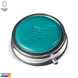 Princ Leather Džepna kutija za lekove, Tirkizna