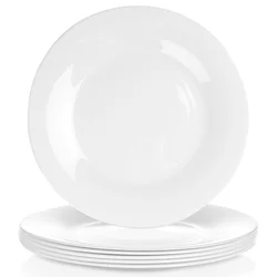shumee Plitki stekleni krožniki za večerjo, beli, 25,5 cm, 6 kosov.