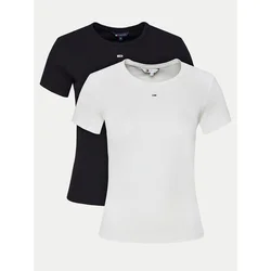 Tommy Jeans Majica ESSENTIAL črna/bela