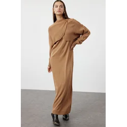 Trendyol Brown Bolero Detailed Knitwear Dress Suit
