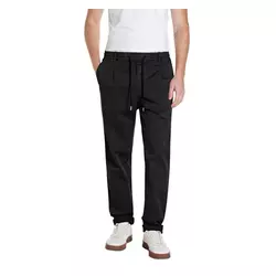REPLAY Crne comfort fit chino hlače od pamuka s vezicama