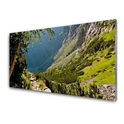 tulup.si Slika na steklu Mount forest narava 140x70 cm 4 obešalnika