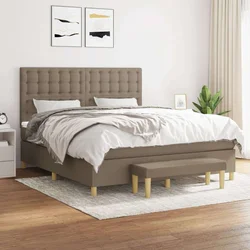 shumee Box spring postelja z vzmetnico taupe 180x200 cm blago