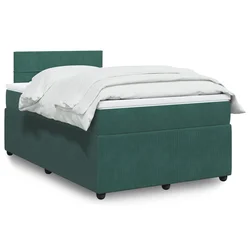 VIDAXL Box spring postelja z vzmetnico temno zelena 120x200 cm žamet