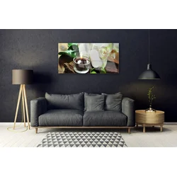 tulup.si Slika na steklu Orchid sveča spa 100x50 cm 4 obešalnika