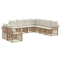 Set vanjskih sofa 9 pcs Prirodna i krema bijela Poliester