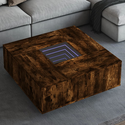 Stolić s beskonačnim LED svjetlima boja hrasta 100x100x40 cm