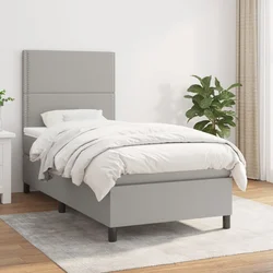 vidaXL Box spring postelja z vzmetnico svetlo siva 90x200 cm blago