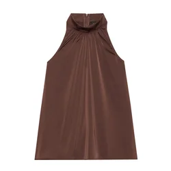 Anna Field Top temno rjava