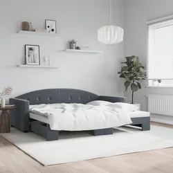 vidaXL Izvlečna dnevna postelja temno siva 90x190 cm žamet