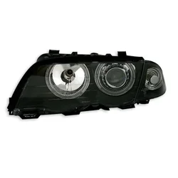 OEM Kristalni farovi Angel Eyes BMW E46 Limuzina (98-01), Crni