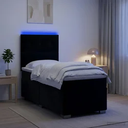 vidaXL Postelja boxspring z vzmetnico Črna 80 x 200 cm Žamet