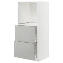 METOD / MAXIMERA Visoki kuh el za ugr rer s 2 fioke, bela/Havstorp svetlosiva, 60x60x140 cm