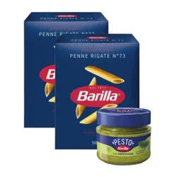 Barilla Testenina Pene Rigate 73, 500g, 2 komada + Pesto sos, 90g