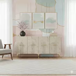 HANAH HOME Komoda Ida 150 White Travertine Gold
