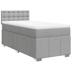 Vidaxl Box spring postelja z vzmetnico svetlo siva 90x200 cm blago