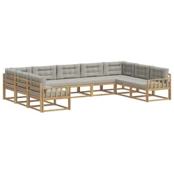 Set vanjskih sofa s jastukom 9 pcs Bijela i svjetlosiva