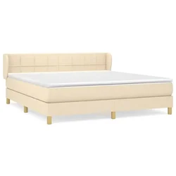 Vidaxl Box spring postelja z vzmetnico krem 180x200 cm blago