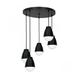 Luster na sajli CARYON 5xE14/60W/230V crne boje, okruglog oblika