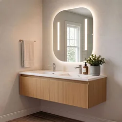 Skye Decor Set kupatilskog ormarića sa umivaonikom i ogledalom, 2 dela, Krem