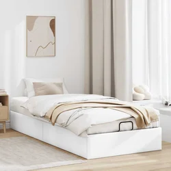 Vidaxl Otomanski posteljni okvir brez vzmetnice bel 90x190 cm