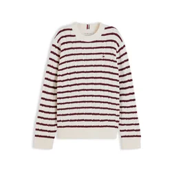 TOMMY HILFIGER Pulover Essential bordo/bela