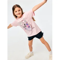 Sinsay - Pamučna majica sa printom Stitch - pastelno roze