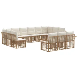 Set vanjskih sofa 13 pcs Prirodna i krema bijela Poliester