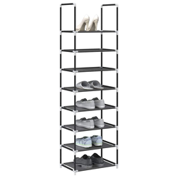 Stalak za cipele 8 nivoa crni 44x28x145 cm netkana tkanina