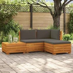 Set vanjskih sofa s jastukom 4 Komad Smeđa Čvrsto drvo akacije