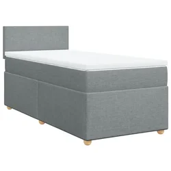 Vidaxl Box spring postelja z vzmetnico svetlo siva 90x190 cm blago