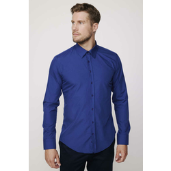 TUDORS Muška košulja dugih rukava Terycotton, Slim Fit, Plava