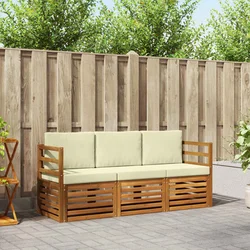 Setovi sofa 3 pcs Prirodna i krem Čvrsto drvo akacije