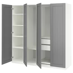 PAX / GULLABERG Kombinacija garderobera, bela/siva, 200x60x201 cm