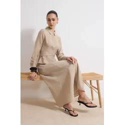 Trendyol Modest Ženska haljina Tctss26Eb00032, Bež