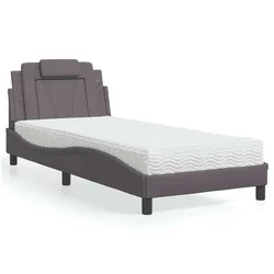 Krevet Viana s madracem sivi 90 x 190 cm od umjetne kože
