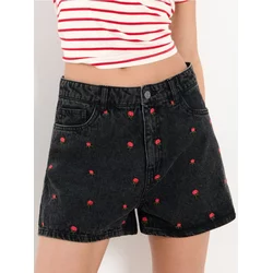 Sinsay - High waist kratke pantalone od trapera - crno