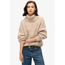 Superdry za ženske. W6110582A Modri pulover iz brušenih reber v bež barvi (L/XL), Priložnostno, Akril
