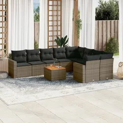 vidaXL Patio Sofa Set 9-sedežni Grey and Dark Grey