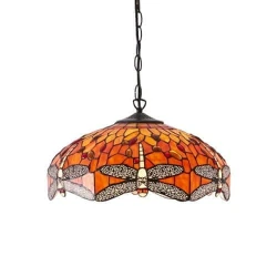 Endon 64081 - Luster na lancu Tiffany DRAGONFLY 3xE27/60W/230V, prečnik 41 cm