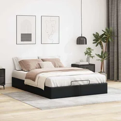 Vidaxl Otomanski posteljni okvir brez vzmetnice črn 140x190 cm