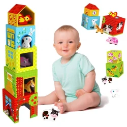 EE WOOPIE GREEN Farm in Boxes kockasta sestavljanka + figure 10 kosov.