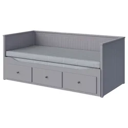 HEMNES Dnevna postelja+3 pr/2 post vložka, siva/Agotnes čvrst, 80x200 cm