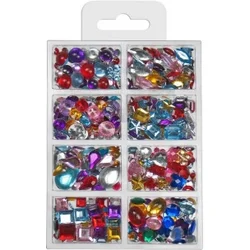 Set okrasnih akrilnih kristalčkov z luknjico 60g