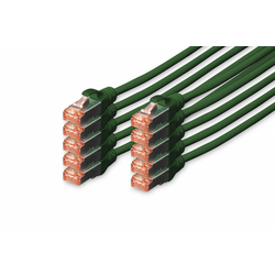 CAT 6 S-FTP patch cord, Cu, LSZH AWG 27/7, length 3 m, 10 pieces, color green