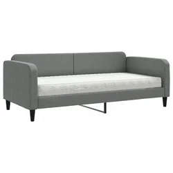 Vidaxl Dnevna postelja z vzmetnico temno siva 90x190 cm blago